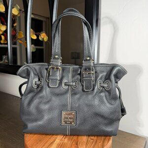 Dooney & Bourke Chiara Black Pebbled Leather Satchel Tote Bag